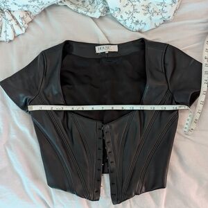 Black Faux Leather Corset Top